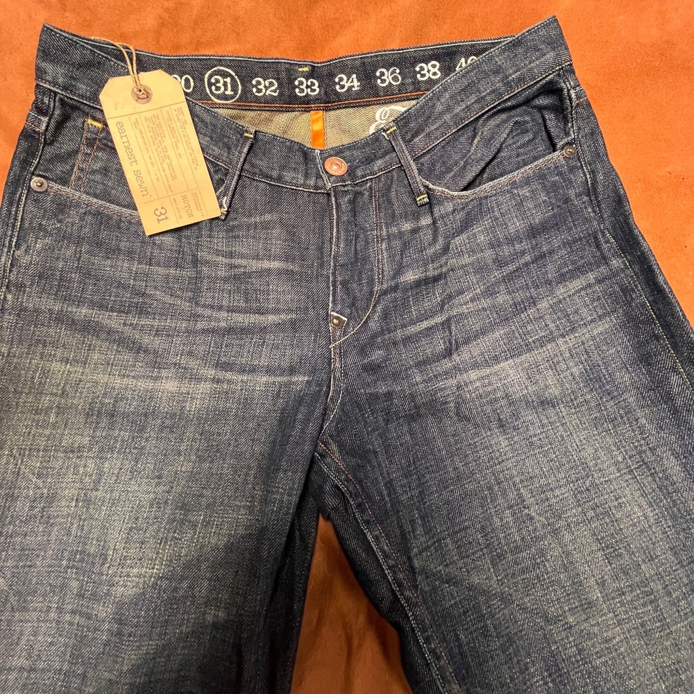 Earnest Sewn mens Hutch blue jeans - size 31 (NEVER WORN NEW CONDITION) USA